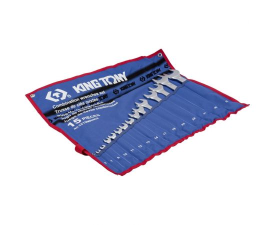 Набор комбинированных ключей в чехле из теторона (6-32 мм, 15 предметов) KING TONY 1215MRN02 