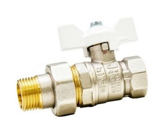 Шаровой кран LD Pride латунь никель Ду15 Ру40 ВР американка, полнопроходной, бабочка 107-5094 