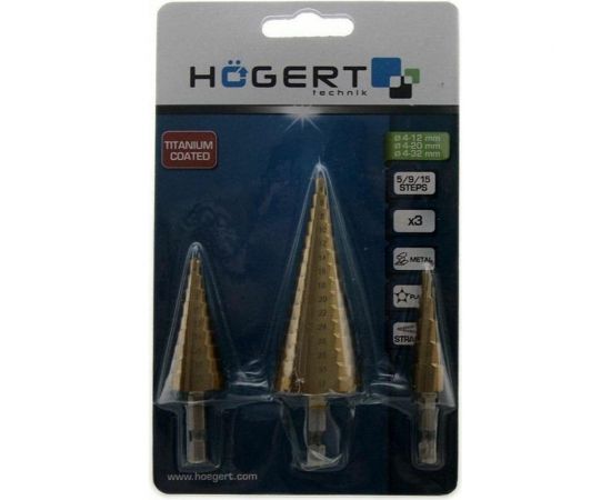 Набор ступенчатых сверл 3 шт, 4-32 мм HOEGERT TECHNIK HT6D325 – изображение 2