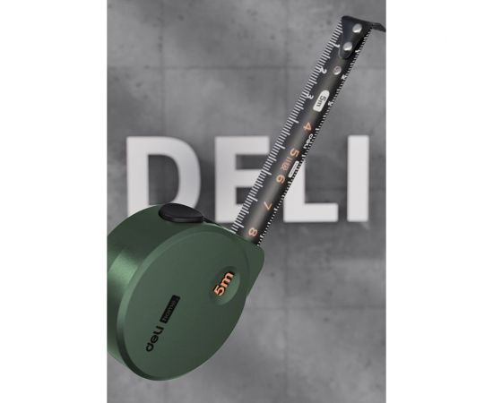 Рулетка DELI home series green ht8519l 5мх19мм, эксклюзивный дизайн, корпус из софттач пластика, противоскользящая резиновая вставка, подарочная упаковка 112897 – изображение 2