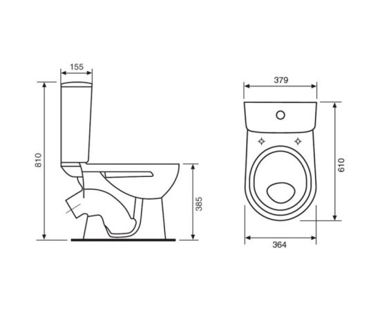 Унитаз-компакт Santeri Орион, косой выпуск, 1-режим, сиденье полипропиленовое, Воротынск 412327 – изображение 2