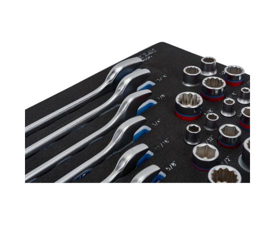 Набор комбинированных ключей, набор торцевых головок 1/4""&3/8""&1/2"", ложемент, 40 предметов KING TONY 9-9040SRV – изображение 3