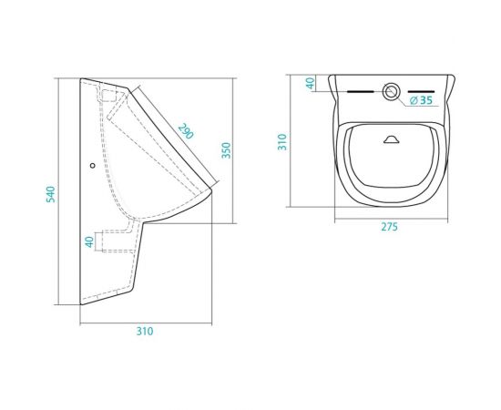 Писсуар SANTEK ГАЛА в комплекте с креплением 1.WH30.1.774 00000040789 – изображение 3