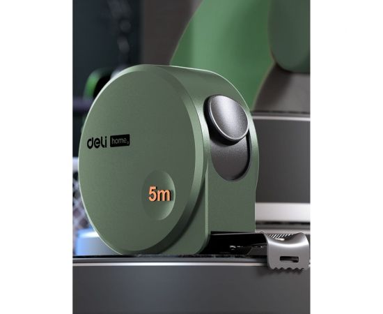 Рулетка DELI home series green ht8519l 5мх19мм, эксклюзивный дизайн, корпус из софттач пластика, противоскользящая резиновая вставка, подарочная упаковка 112897 – изображение 6