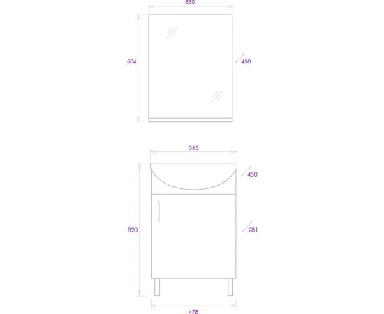 Комплект Onika ЭКО 52 дуб сонома (3в1: тумба+раковина+зеркало) 105204 – изображение 8