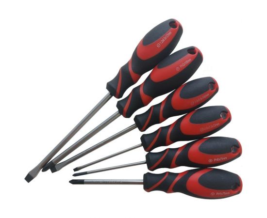 Набор отверток BIST с эргономичной двухкомпонентной ручкой, 6 шт.,Cr-V BWD619-6 