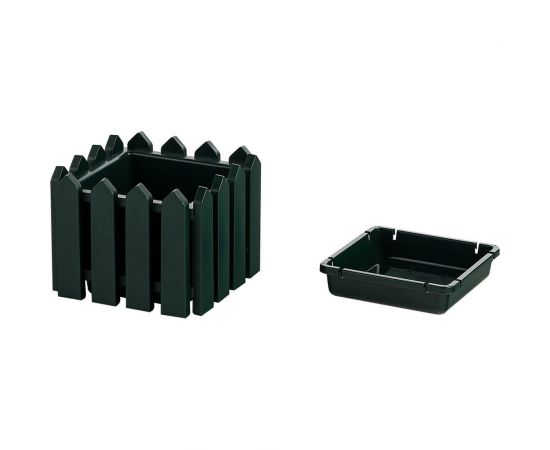 Квадратное кашпо Элластик-Пласт Лардо малое , 19х19 см, темно-зеленое ЭП 205753 