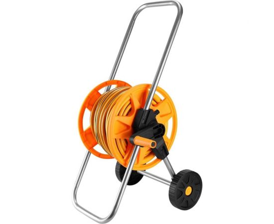 Набор для полива DEKO DKI025 катушка на колесах, шланг усиленный 1/2 25 м + 2 м, насадка для полива, коннекторы, 9 предметов 065-0463 – изображение 2