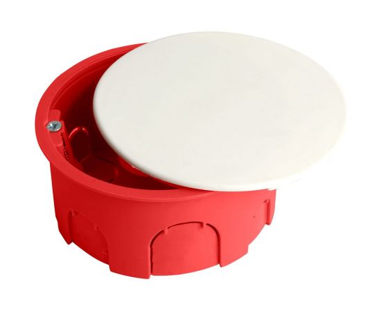 Монтажная коробка STEKKER EBX30-02-1-20-80 для полых стен, с пластиковыми зажимами, с крышкой, D80*40мм, IP20, красный (GE41025) 49006 