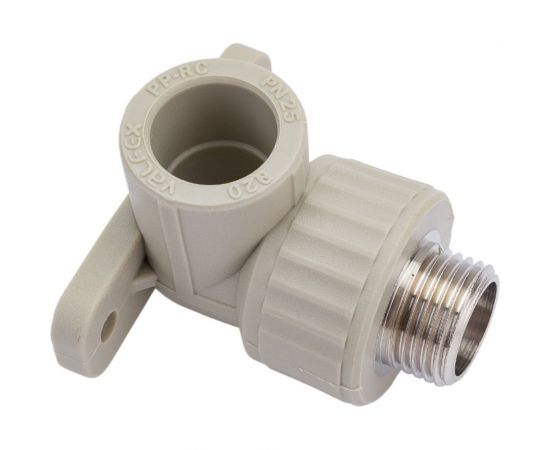 Угольник комбинированный с креплением, наружная резьба VALFEX PP-R серый, 20 мм х1/2"" 10121020Г 127-0485 – изображение 3