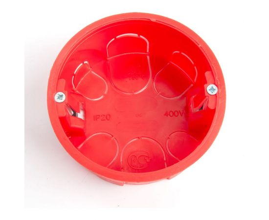 Монтажная коробка STEKKER EBX30-02-1-20-80 для полых стен, с пластиковыми зажимами, с крышкой, D80*40мм, IP20, красный (GE41025) 49006 – изображение 3