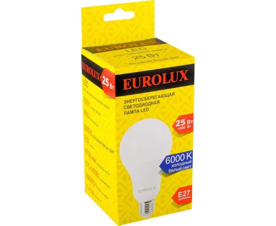 Светодиодная лампа Eurolux LL-E-A80-25W-230-6K-E27 груша, 25Вт, холодный, Е27 76/2/78 – изображение 3