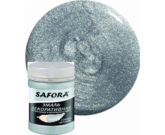 Декоративная акриловая эмаль SAFORA серебро металлизированная 250 г ЭМ100/1М – изображение 4