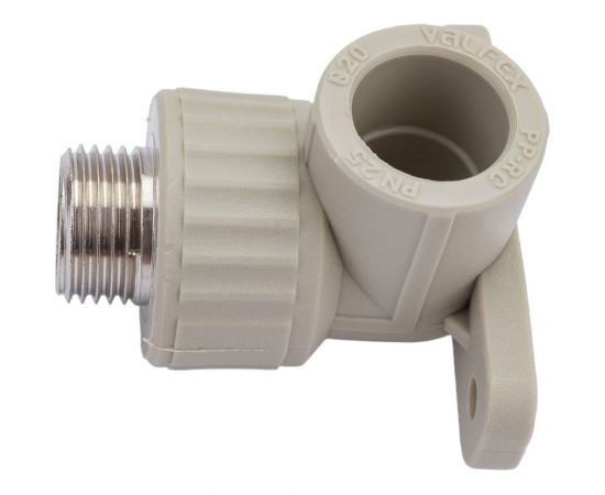 Угольник комбинированный с креплением, наружная резьба VALFEX PP-R серый, 20 мм х1/2"" 10121020Г 127-0485 – изображение 4