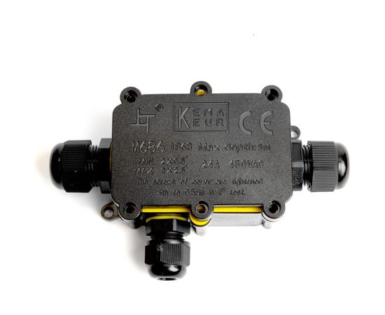 Распределительная коробка STEKKER LD523 водонепроницаемая на 3 выхода, 450V, 140x78x36, черный 49121 – изображение 7