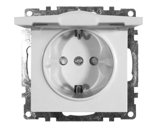 1-местная розетка STEKKER с заземлением с крышкой механизм, GLS16-7112-01, 16А, Катрин, белый 39302 