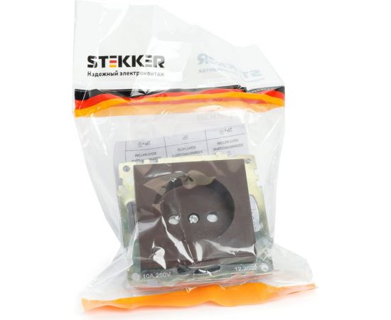 1-местная розетка без заземления (механизм) STEKKER GLS10-7109-04, 250V, 10А с защитной шторкой, серия Катрин, шоколад 49025 – изображение 13