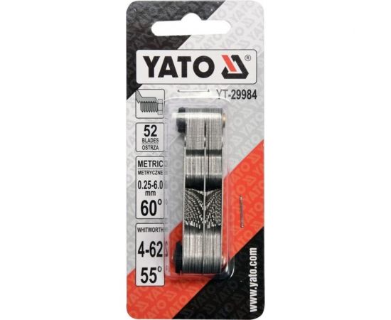 Резьбомер YATO метрический и Витворта 52 лезвия 4,0-62,0мм YT-29984 – изображение 2