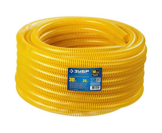 Шланг напорно-всасывающий ЗУБР со спиралью ПВХ, 30 м, 25 мм, 10 атм 40327-25-30 – изображение 2