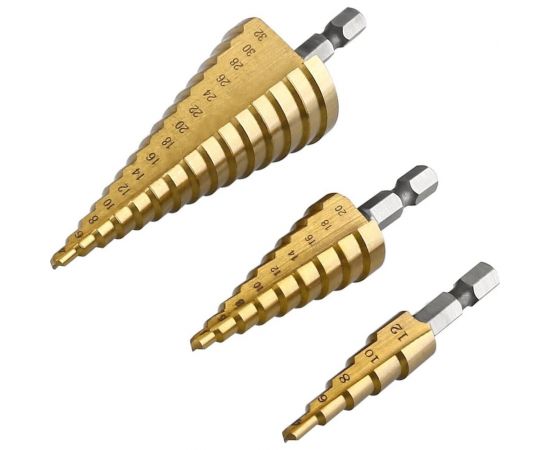 Набор сверл ступенчатых DH2 13 шт, 4-12 мм, 4-20 мм, 4-32 мм DEKO 065-0689 – изображение 2