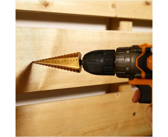 Набор сверл ступенчатых DH2 13 шт, 4-12 мм, 4-20 мм, 4-32 мм DEKO 065-0689 – изображение 3