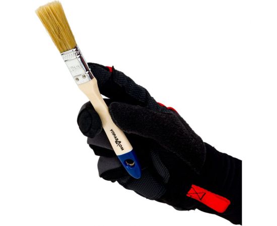 Плоская кисть Управдом 20 мм, светлая натуральная щетина, деревянная лакированная ручка 4100000561 – изображение 5