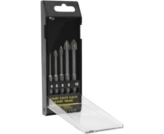 Набор сверл по керамограниту и плитке Квадро 5 шт, 4, 5, 6, 8, 10 мм, 1/4HEX-E Гранит 144000 – изображение 5