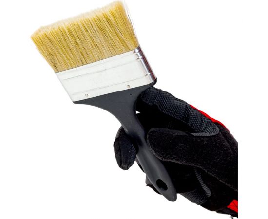 Плоская кисть Петрович 100 мм, светлая натуральная щетина, пластиковая ручка 4100000703 – изображение 5