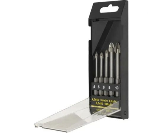 Набор сверл по керамограниту и плитке Квадро 5 шт, 4, 5, 6, 8, 10 мм, 1/4HEX-E Гранит 144000 – изображение 6
