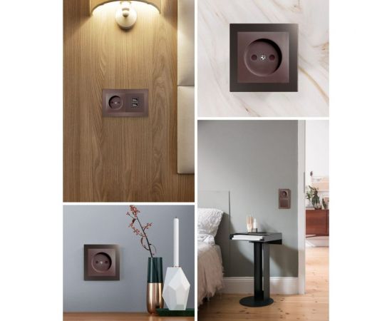 1-местная розетка без заземления (механизм) STEKKER GLS10-7109-04, 250V, 10А с защитной шторкой, серия Катрин, шоколад 49025 – изображение 8