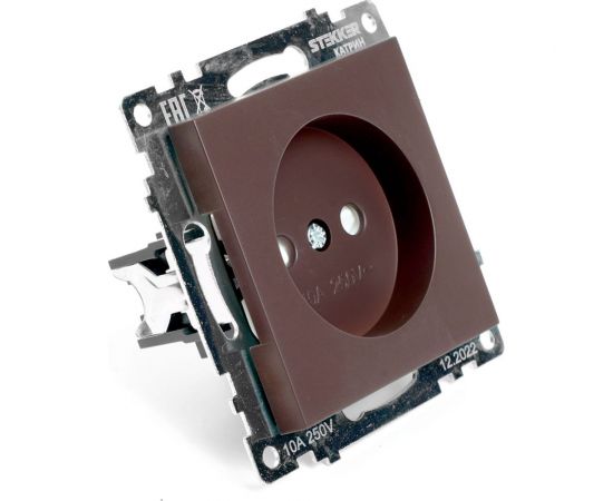 1-местная розетка без заземления (механизм) STEKKER GLS10-7109-04, 250V, 10А с защитной шторкой, серия Катрин, шоколад 49025 – изображение 9