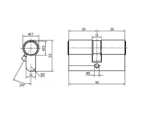 Ключевой цилиндр MORELLI 60C PC, цвет - хром 9008933 – изображение 2