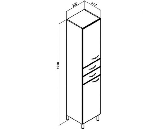 Пенал RUNO 30 левый, с корзиной для белья 00000000124 – изображение 2