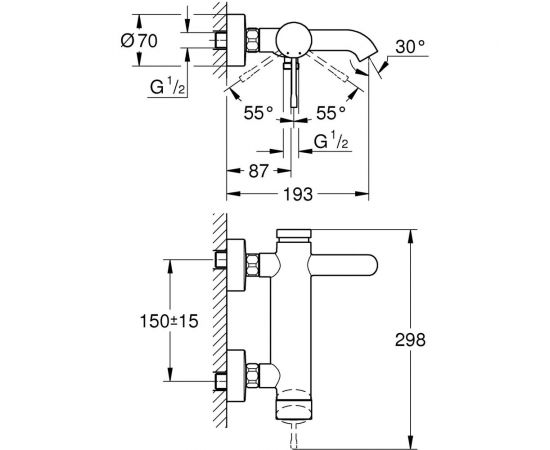 Однорычажный смеситель для ванны GROHE Essence New 33624001 – изображение 2