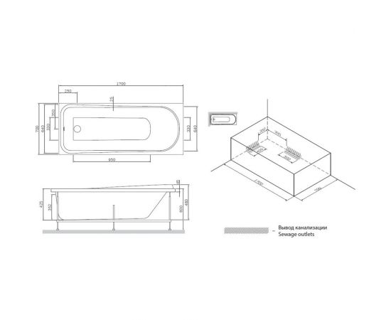 Каркас для ванны AM.PM Like A0 170х70 см, W80A-170-070W-R – изображение 3