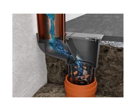 Дождеприёмник-трап со сливом из крыши MCH Chudej с боковым сливом, D110, стандарт, черный 325 G – изображение 3