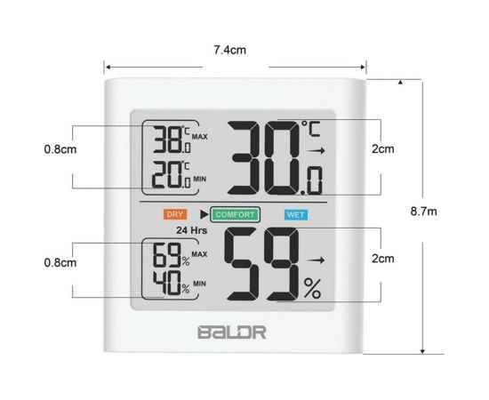 Цифровой термогигрометр с внешним датчиком BALDR B0135TH-WHITE – изображение 7