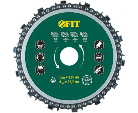 Диск отрезной цепной по дереву 125х22.2 мм, толщина реза 6 мм FIT 37649 