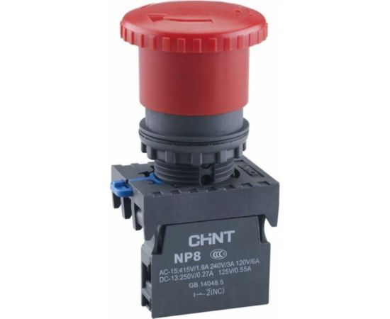 Кнопка управления CHINT "Грибок" d40мм с фиксацией NP8-01ZS/14 красн. 1НЗ IP65 (R) 667210 