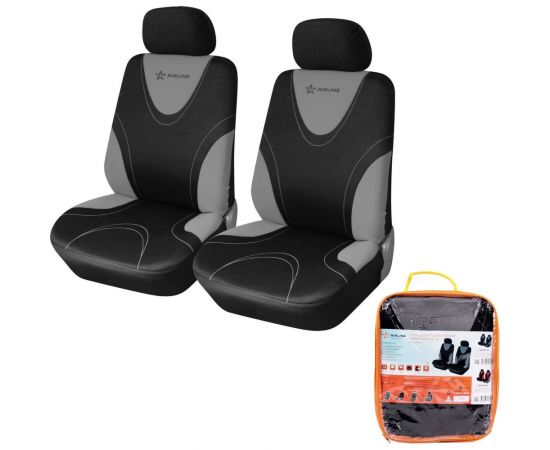 Чехлы для сидений Airline универсальные, RS-1, передние, 2 шт., полиэстер, черный/серый ACS-PP-02 