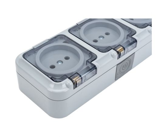 3-местная розетка Bylectrica ОУ IP54, с прозрачной крышкой, серия ПРАЛЕСКА АКВА, серый, РА16-0131(02) – изображение 4