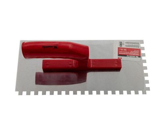 Гладилка Matrix из нержавеющей стали, 280х130 мм, зеркальная полировка, пластиковая ручка, зуб 8х8 мм 86782 – изображение 5