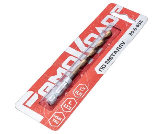 Сверло по металлу HSS TIN 5.5x113 мм, 6-ти гранный хвостовик РемоКолор 35-5-855 – изображение 2