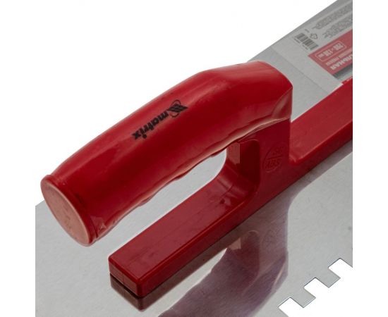 Гладилка Matrix из нержавеющей стали, 280х130 мм, зеркальная полировка, пластиковая ручка, зуб 8х8 мм 86782 – изображение 4