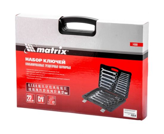 Набор комбинированных трещоточных шарнирных ключей MATRIX 22 шт. 14800 – изображение 4