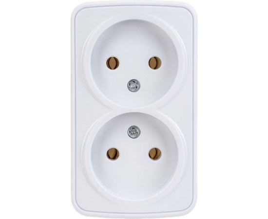 Розетка Intro Polo 3-203-01 без заземления двойная 2x2P, 16A-250В, IP20, открытая установка, белый, Б0053565 