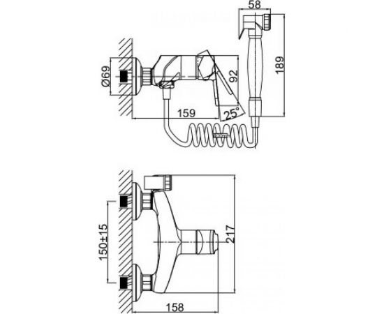 Смеситель гигиеническим душем D&K встраиваемый DA1394541 – изображение 3