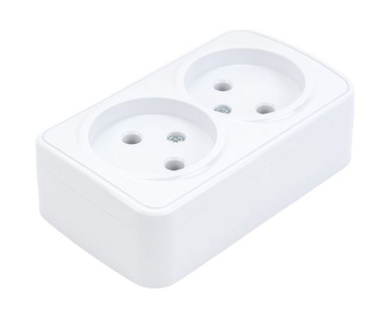 Розетка Intro Polo 3-203-01 без заземления двойная 2x2P, 16A-250В, IP20, открытая установка, белый, Б0053565 – изображение 2
