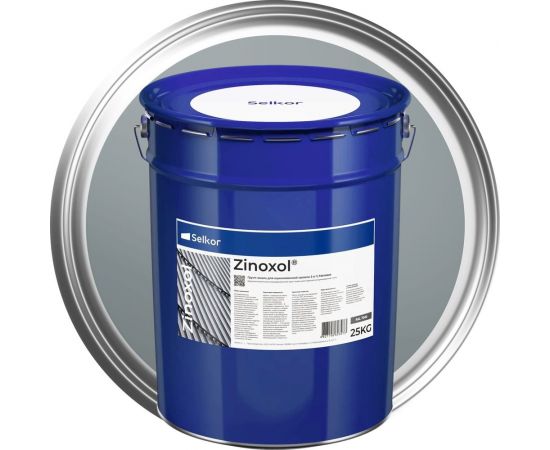 Грунт-эмаль для оцинкованной кровли Selkor Zinoxol ral 7040, 25 кг 12244 – изображение 2