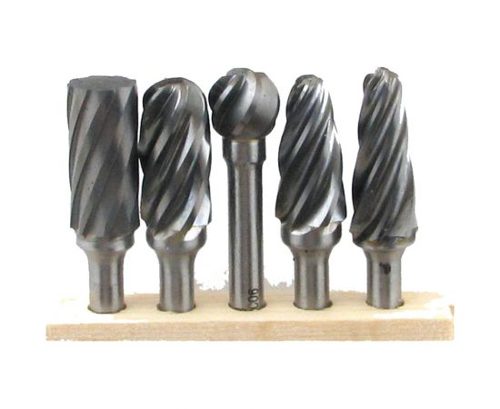 Набор борфрез твердосплавных из 5шт, 12x10-28x6 мм, спиральная крупная насечка CSS05-1005A CNIC 58203 